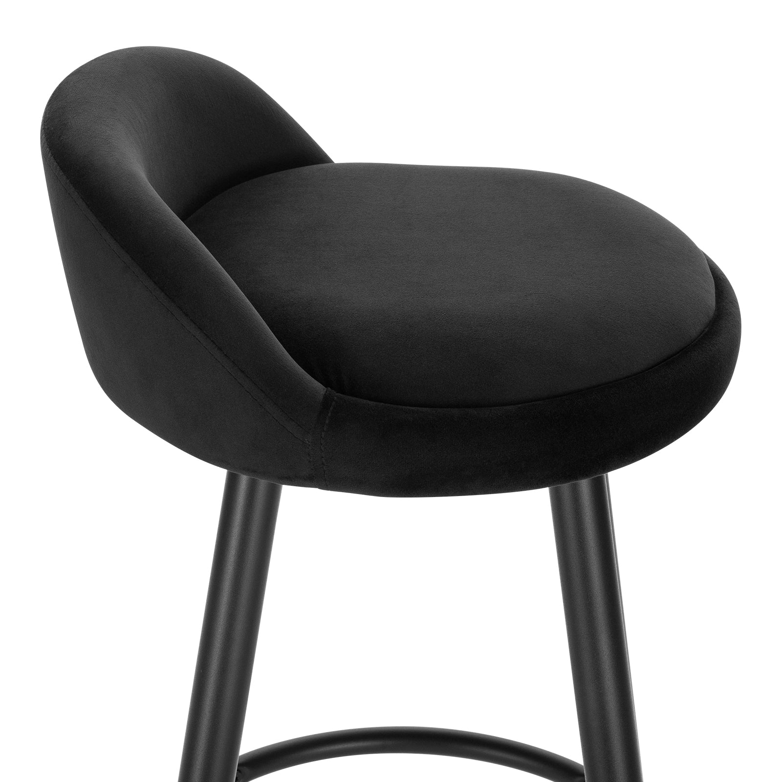 Tabouret de bar en velours et métal avec mini dossier