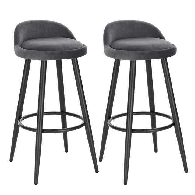 Tabouret de bar en velours et métal avec mini dossier
