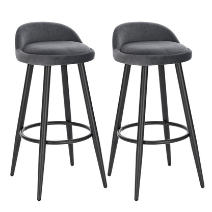 Tabouret de bar en velours et métal avec mini dossier