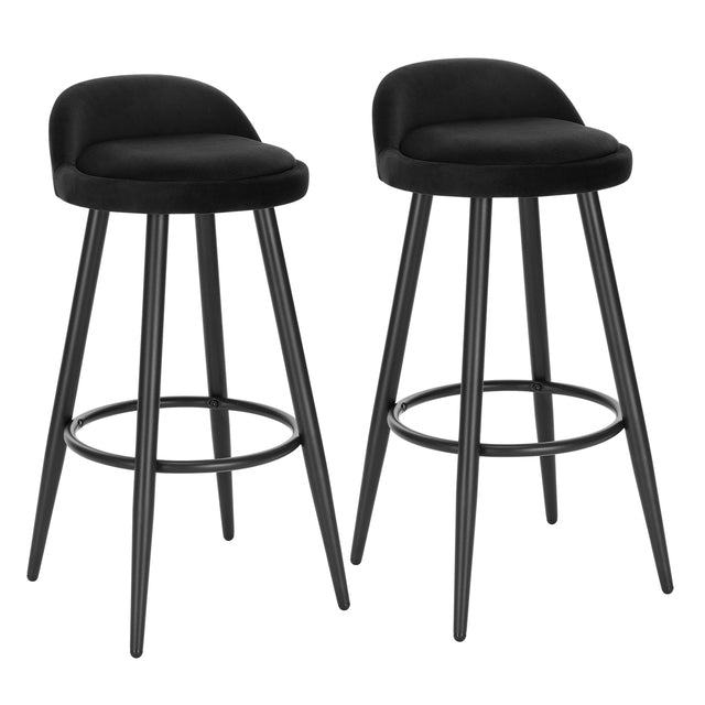 Tabouret de bar en velours et métal avec mini dossier