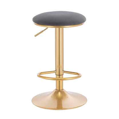 Tabouret de bar  réglable à pied doré avec assise ronde rembourré
