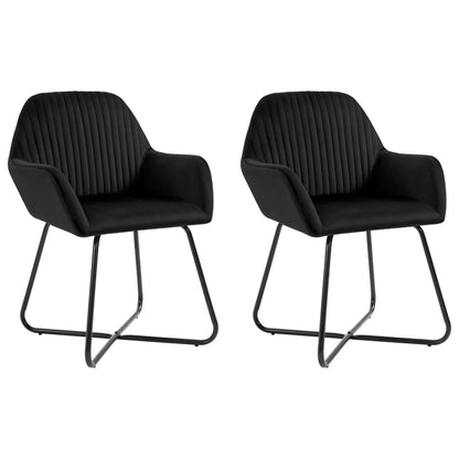 Chaise design de salle à manger en velours noir avec pieds croisés