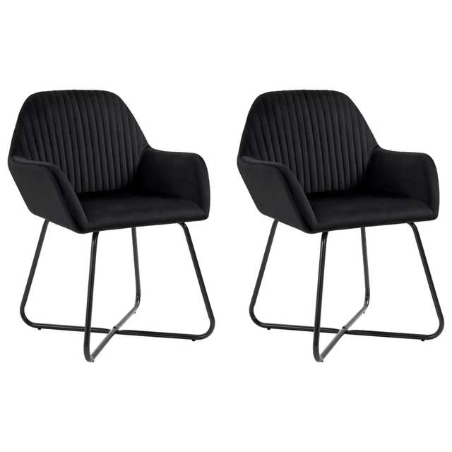 Chaise design de salle à manger en velours noir avec pieds croisés