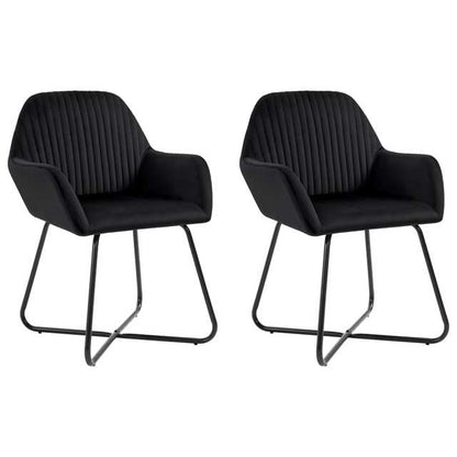 Chaise design de salle à manger en velours noir avec pieds croisés