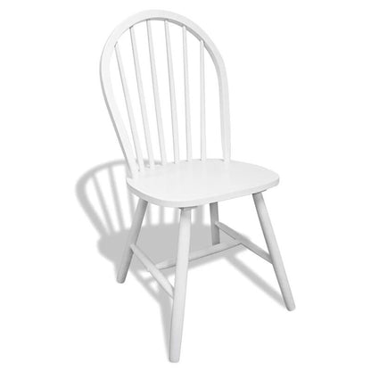 Chaise vintage de salle à manger en bois blanc à dossier arrondi