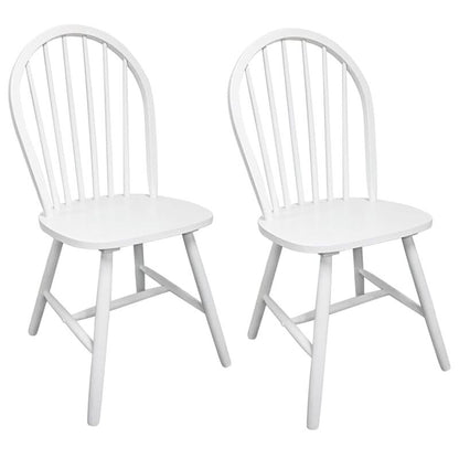 Chaise vintage de salle à manger en bois blanc à dossier arrondi