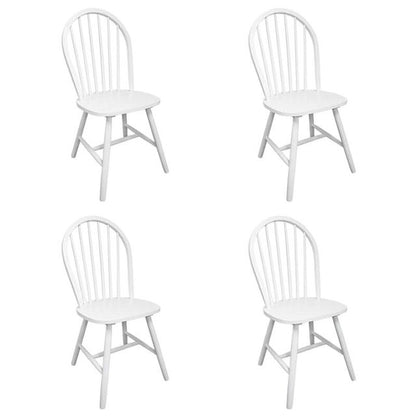 Chaise vintage de salle à manger en bois blanc à dossier arrondi