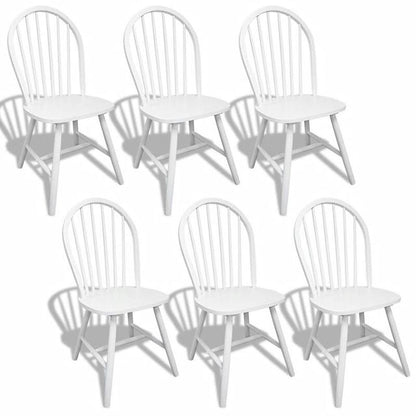 Chaise vintage de salle à manger en bois blanc à dossier arrondi